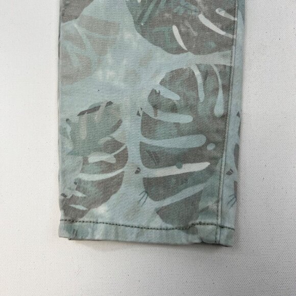Cabi Cropped Leaf Print Skinny Jeans Green/Multi Womens Size 4 Low Rise - Picture 5 of 9